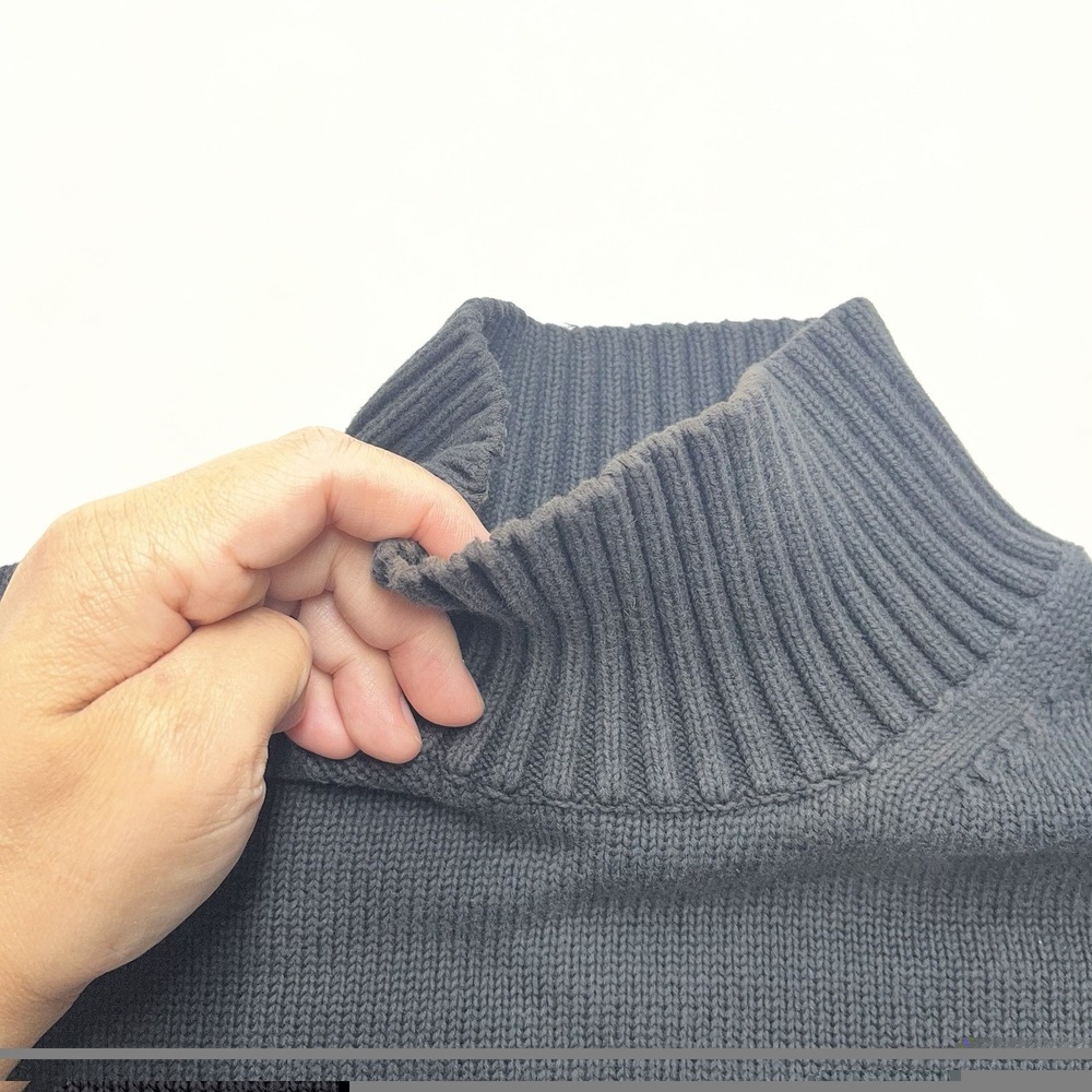 Everlane‎ Mock Neck Ribbed Sweater Womens Large Cotton Natural Fall Winter Cozy - Picture 2 of 7